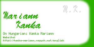 mariann kanka business card